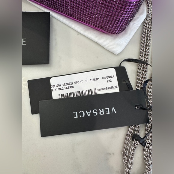 Versace Mini Medusa Monogram Crystal Embellished Satin Shoulder Bag - Picture 10 of 11